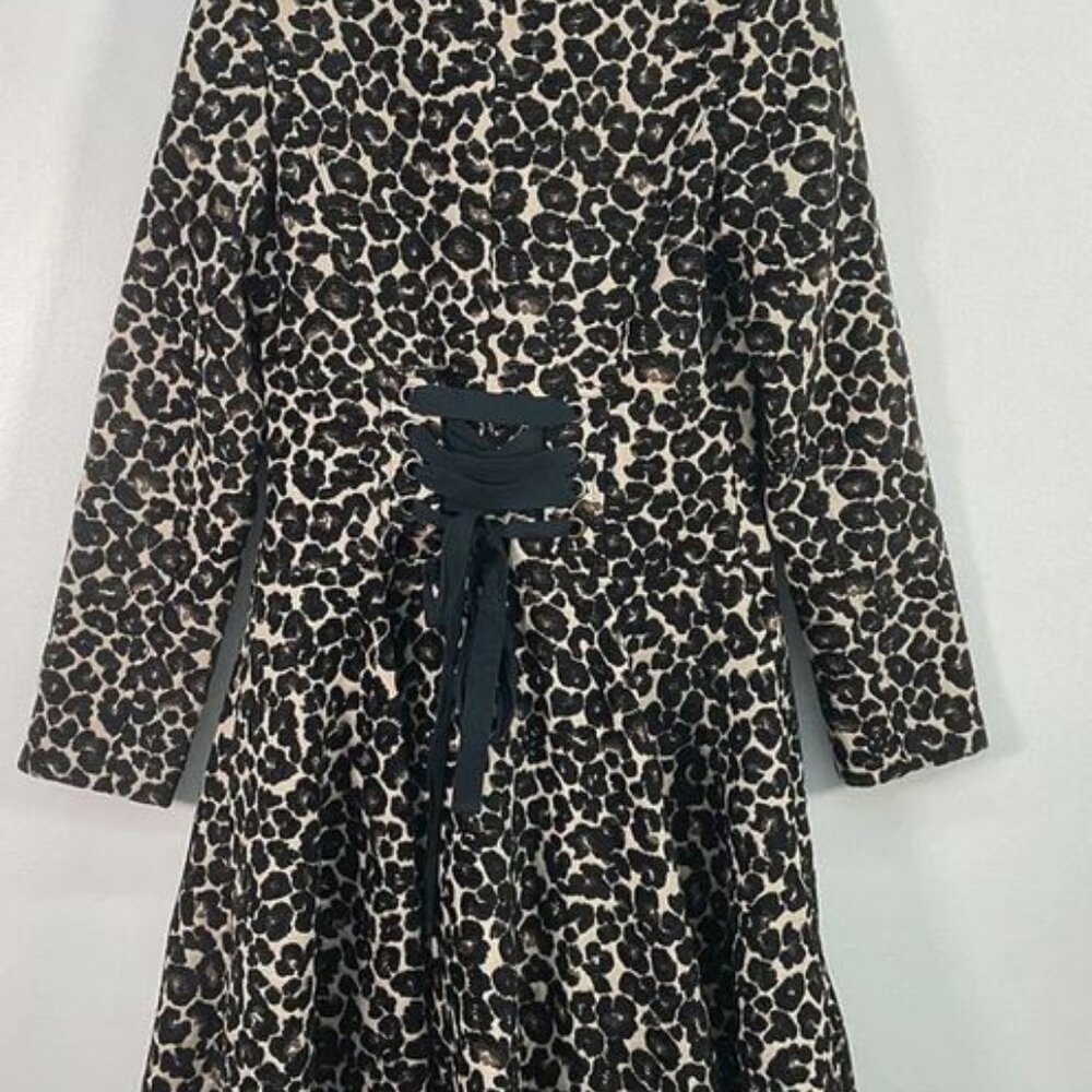 Angie Black and Cream Leopard Print Trench Coat